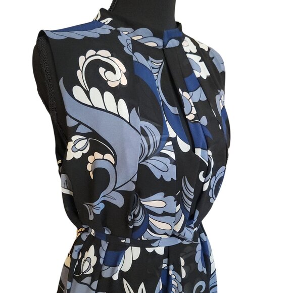 Dresses & Skirts - ANN TAYLOR Blue Abstract Paisley Midi Dress Sleeveless V-Neck Size 12